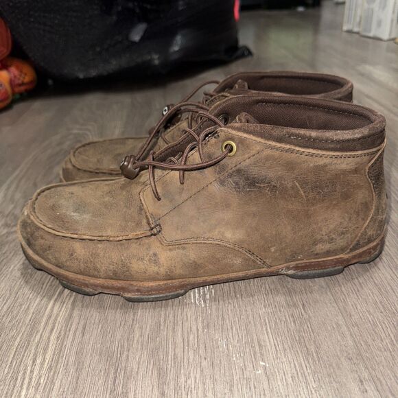 Olukai Hamakua Men's Size 11.5 Shoes Brown Leather Lace Up Chukka Ankle Boots - Picture 3 of 7